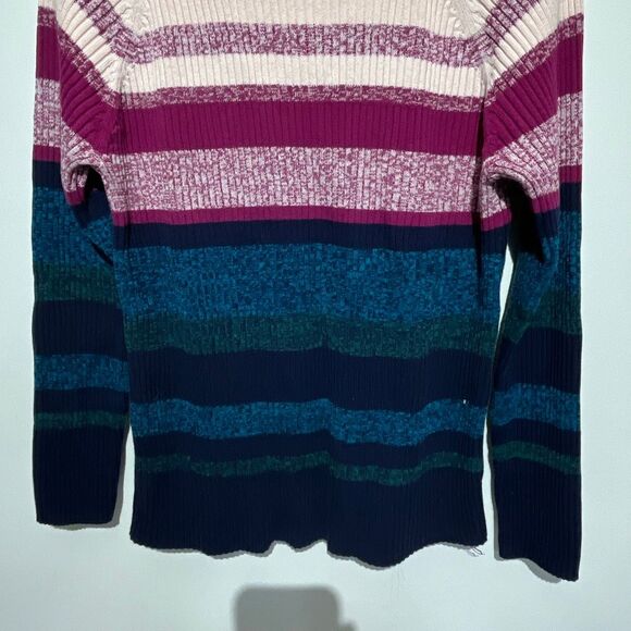 Chico's Women's Multicolor Colorblock Knitted V-Neck Pullover Sweater Medium - Picture 8 of 12